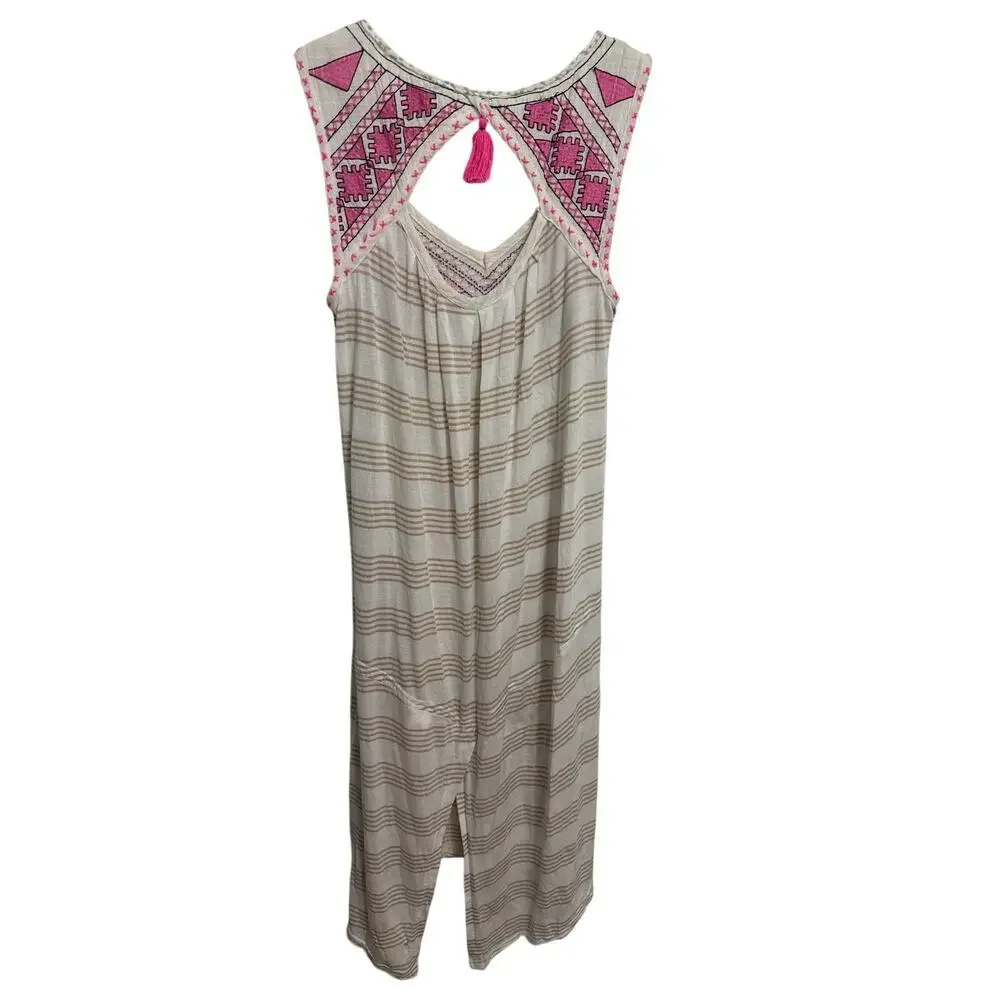 Free People Native Sun Embroidered Tunic Sand Size Large Boho Oversized